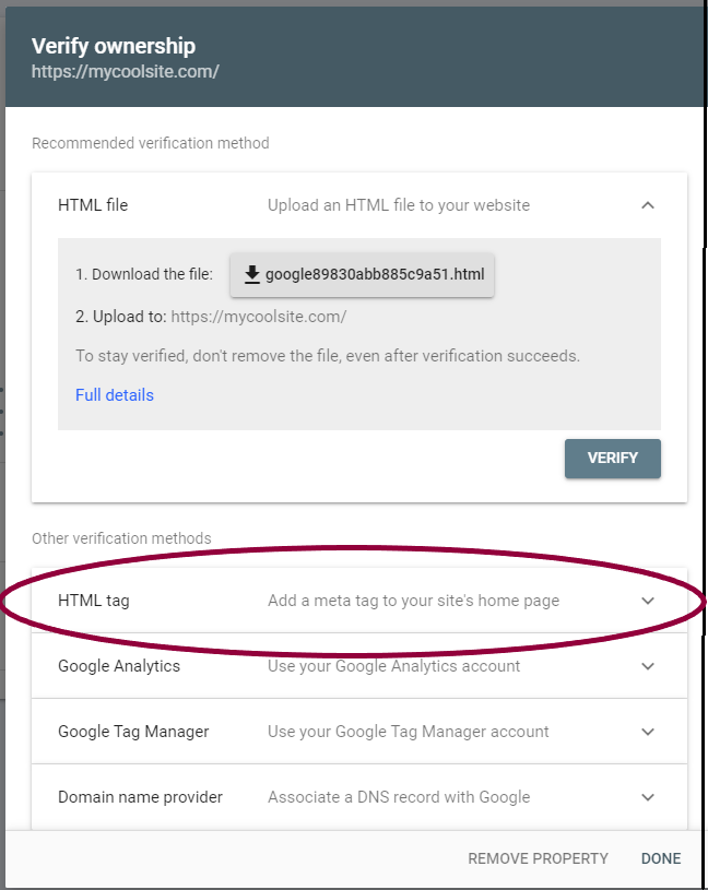 image 142 Verify your site with Google Search Console using an HTML tag 17
