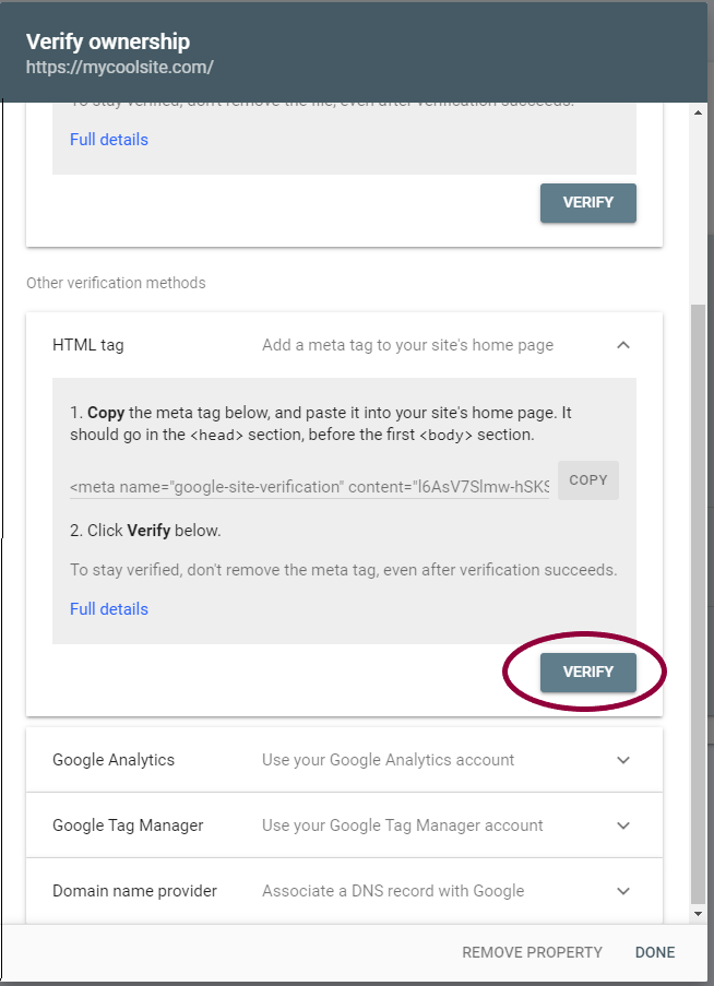 image 152 Verify your site with Google Search Console using an HTML tag 39