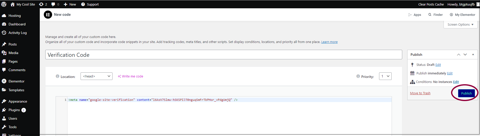 10 Click Publish Verify your site with Google Search Console using an HTML tag 69