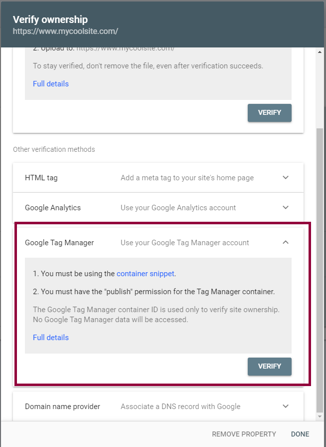 4 Requirements Verify your site with Google Search Console using Google Tag Manager 39