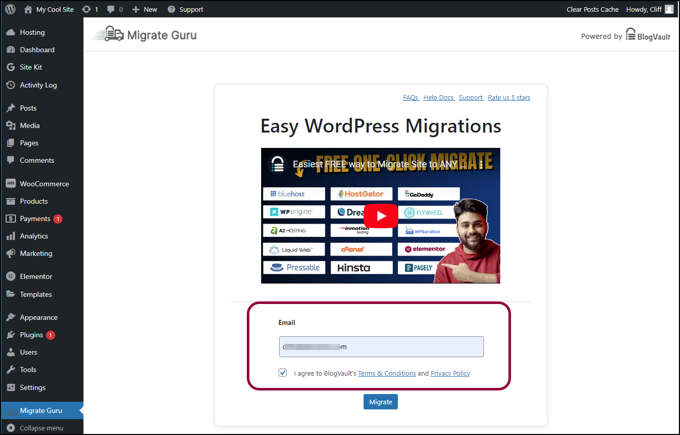 9 Enter email and agree to terms Migrate your site to Elementor Hosting 17