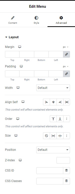 Advanced tab Form widget 177