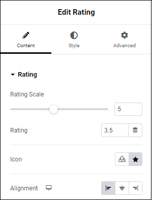 Content tab Rating widget 79