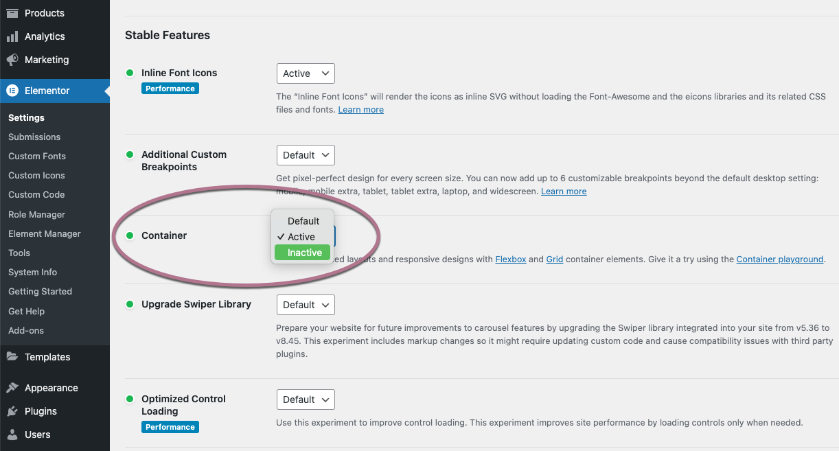 Screenshot 2024 10 21 at 10.22.44 Deactivate containers 1