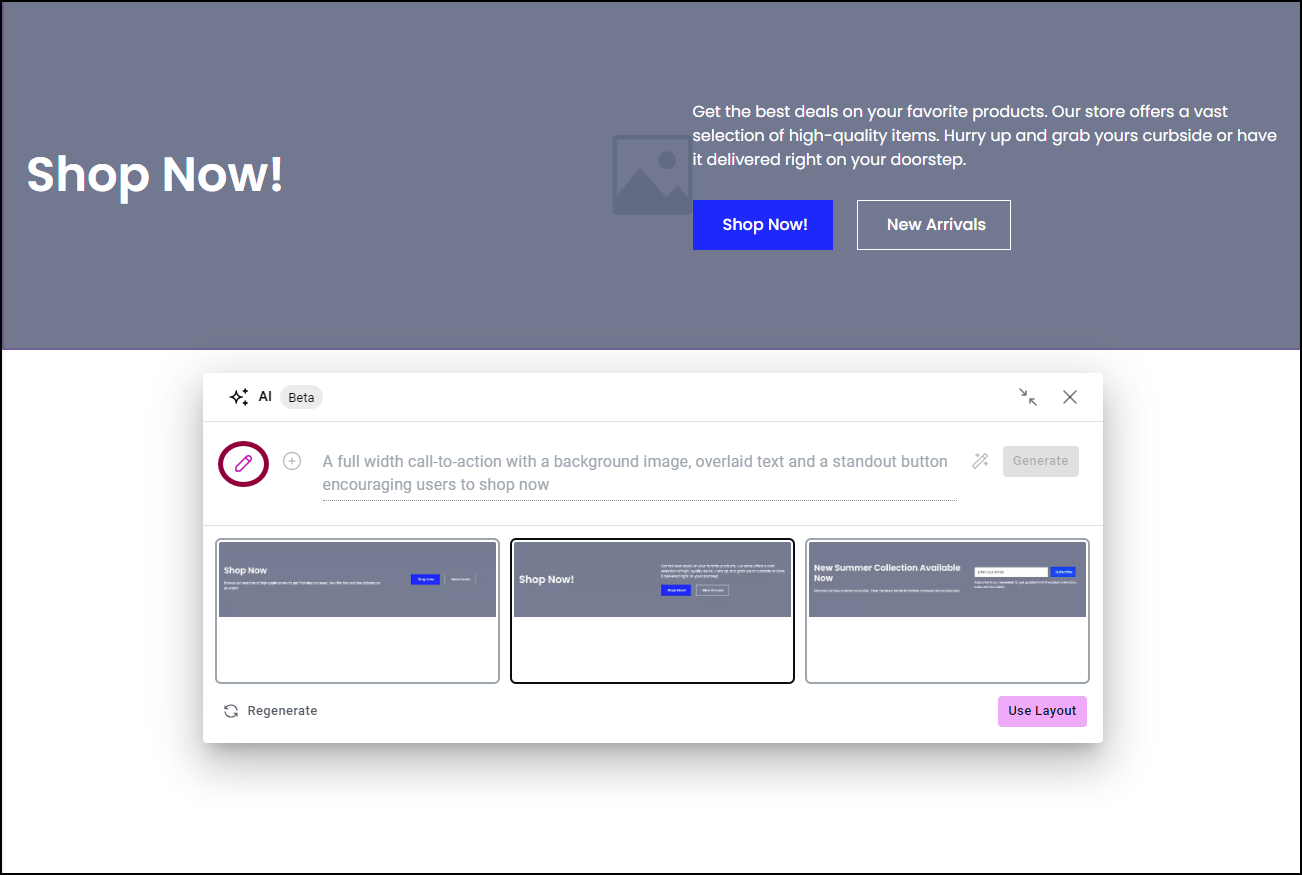 9 Click the pencil icon Create containers with AI 105