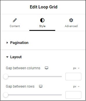 Style tab Layout Loop Grid widget 43