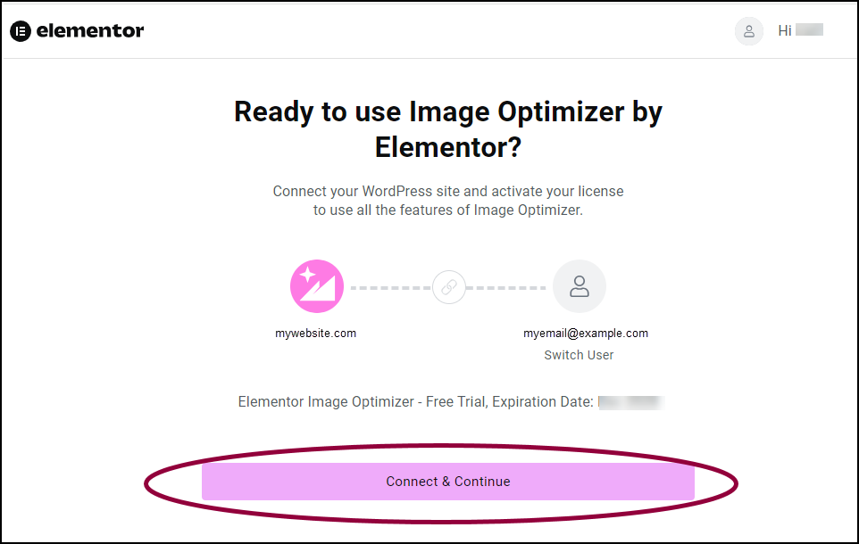 Click Connect and Continue Install, activate and connect the Image Optimizer 13