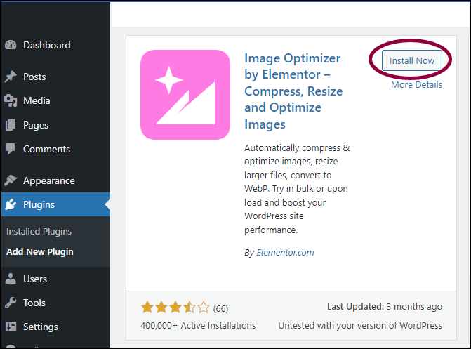 Click Install Now Install, activate and connect the Image Optimizer 5