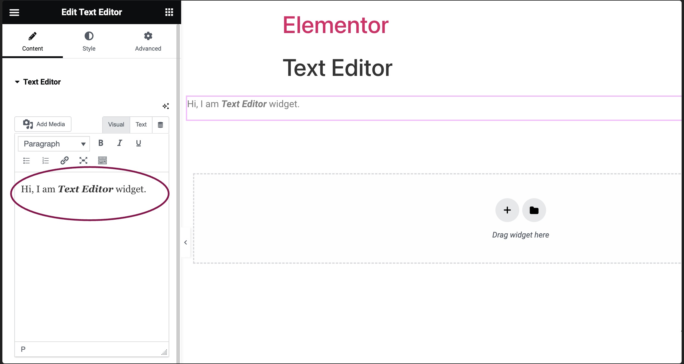 add Text Editor widget 5