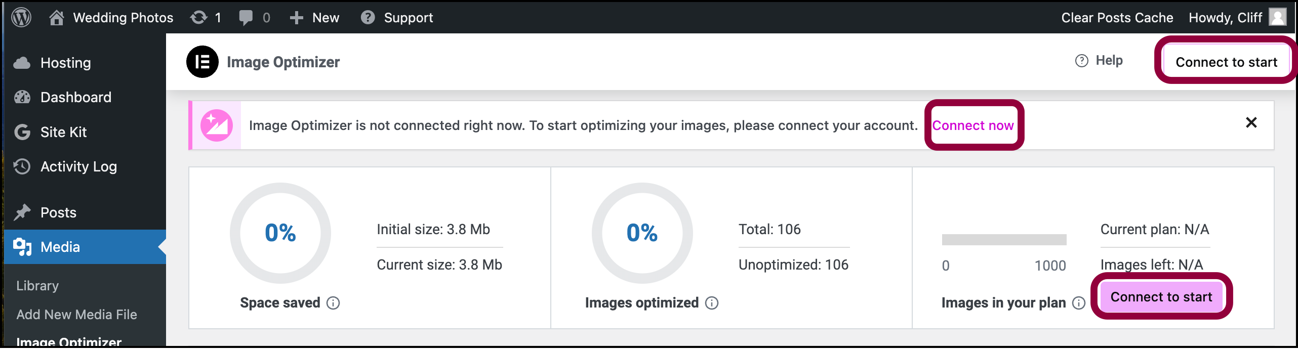 click connect Install, activate and connect the Image Optimizer 9