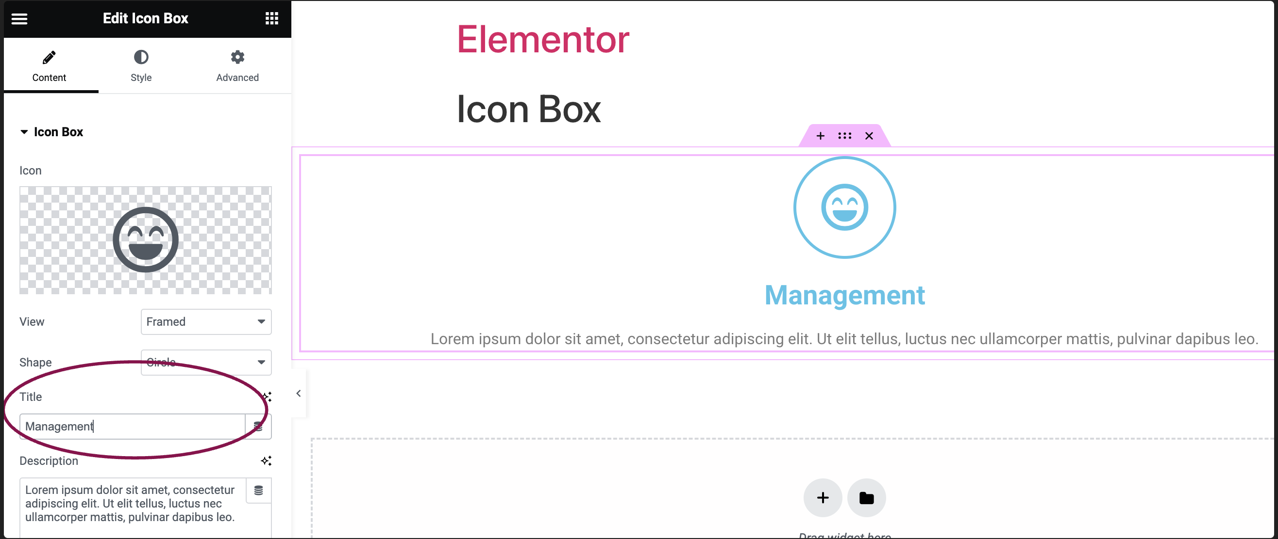 icon box title Icon Box widget 15