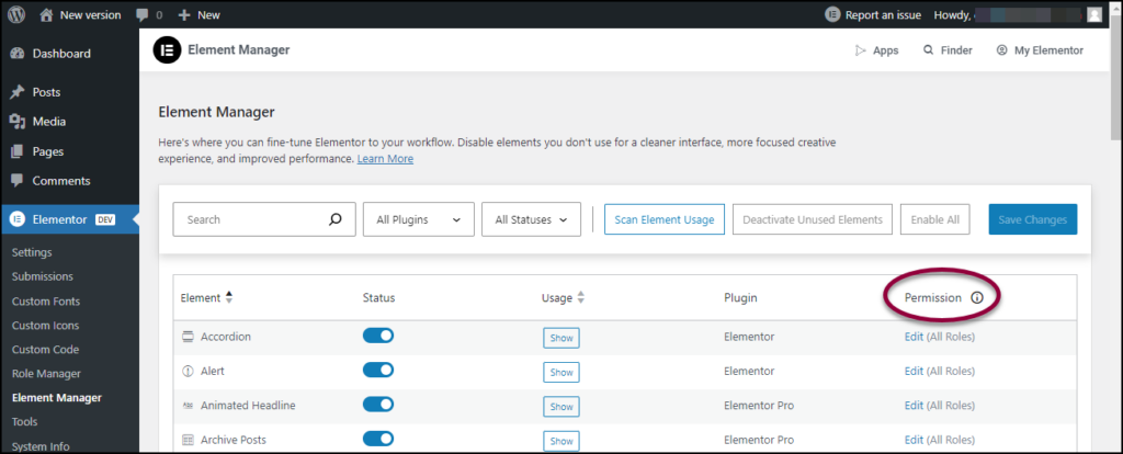 Limit access to elements | Elementor