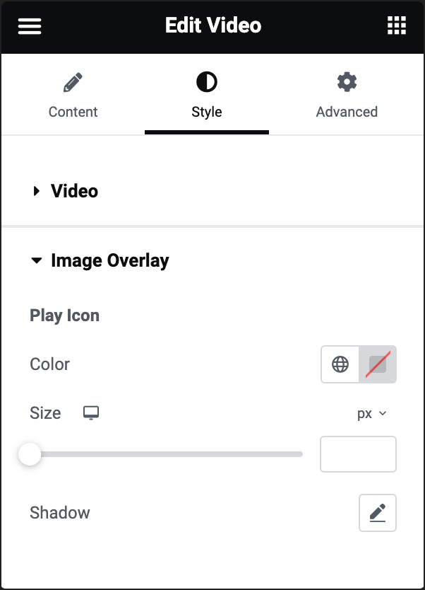 image overlay styling Video widget 27