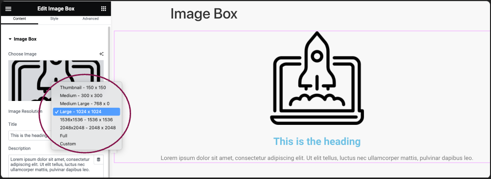 image size Image Box widget 7