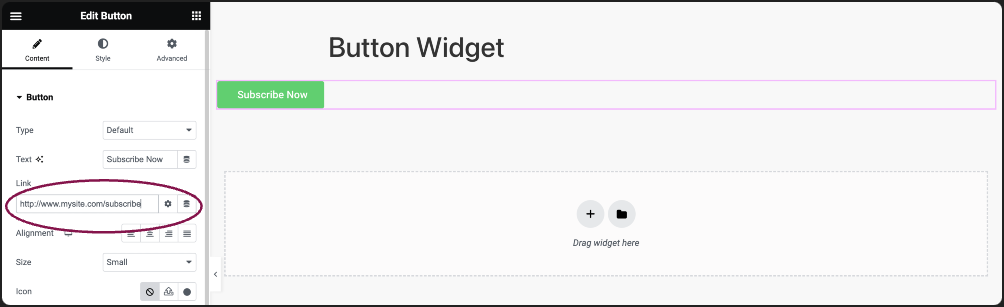 link field Button Widget 6