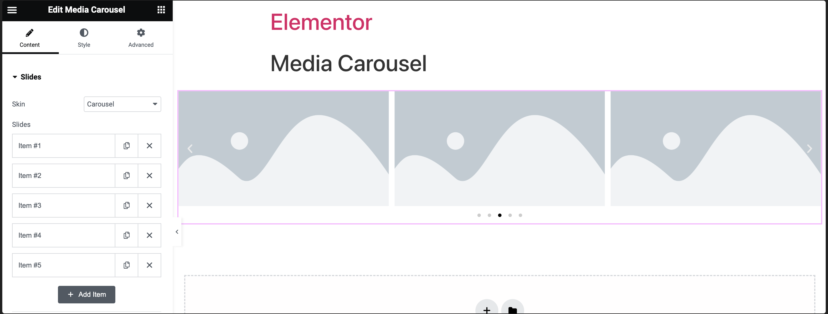 media carousel default items Media Carousel widget 7