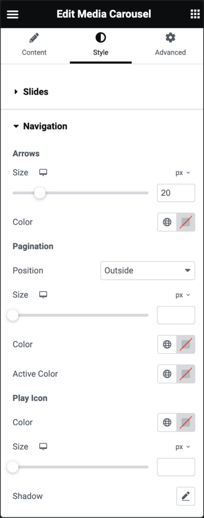 style tab navigation Media Carousel widget 71