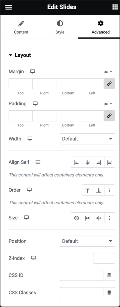 advanced tab slides Slides widget 187