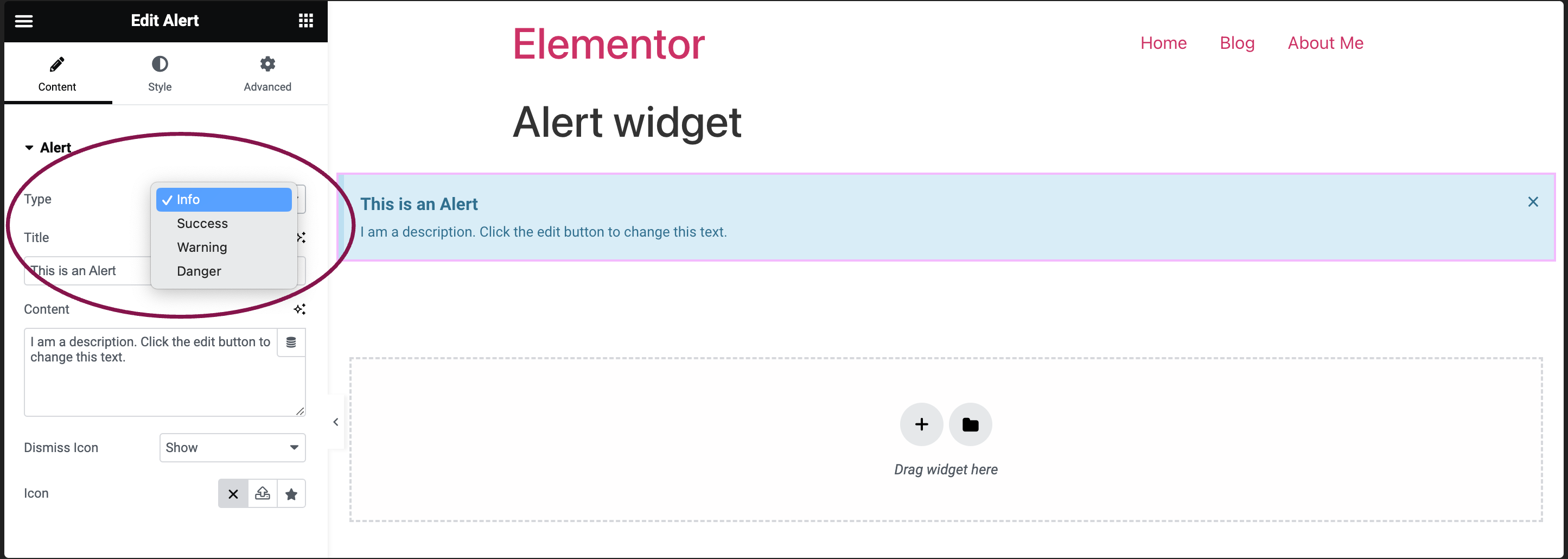 alert type Alert widget 7