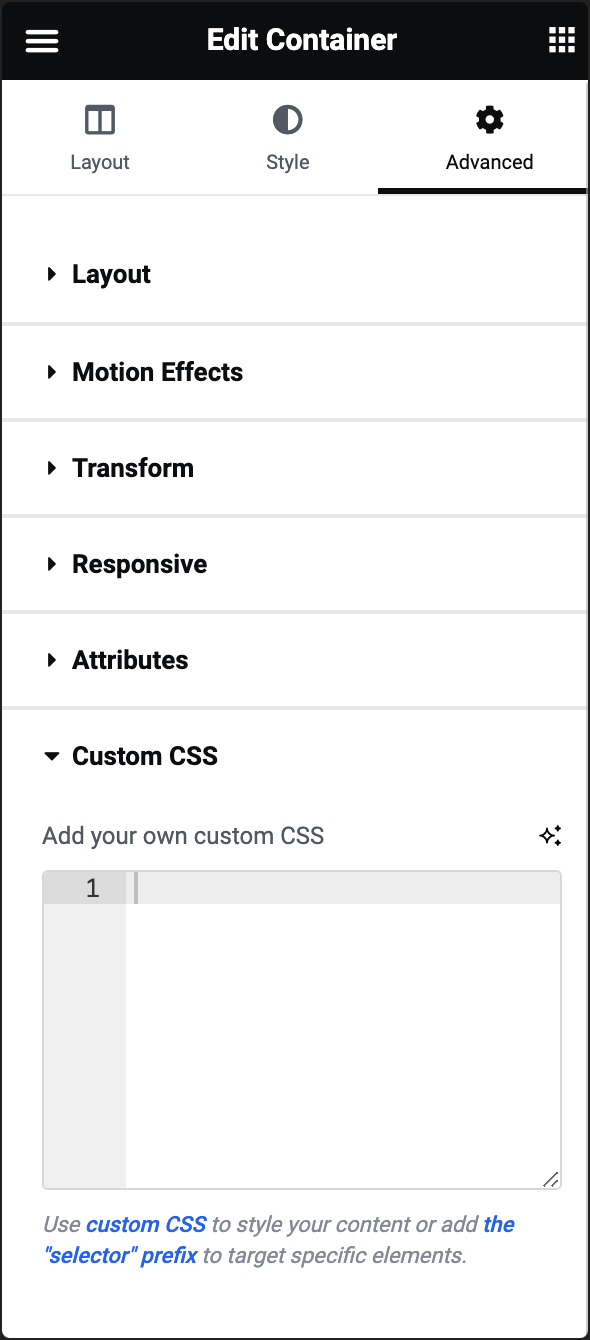 custom css Advanced tab 17