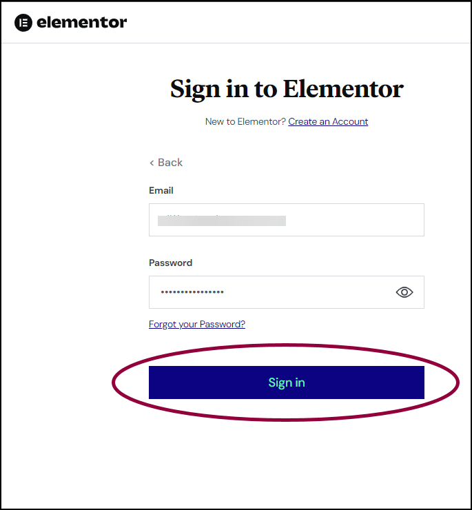 image 23 Log into your Elementor account 3