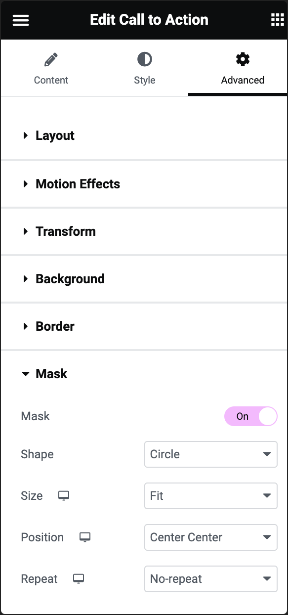 mask Advanced tab 21