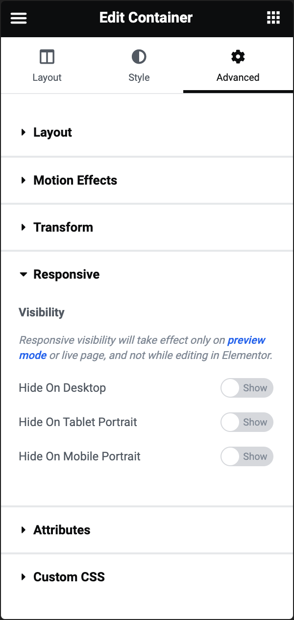 responsive Advanced tab 23