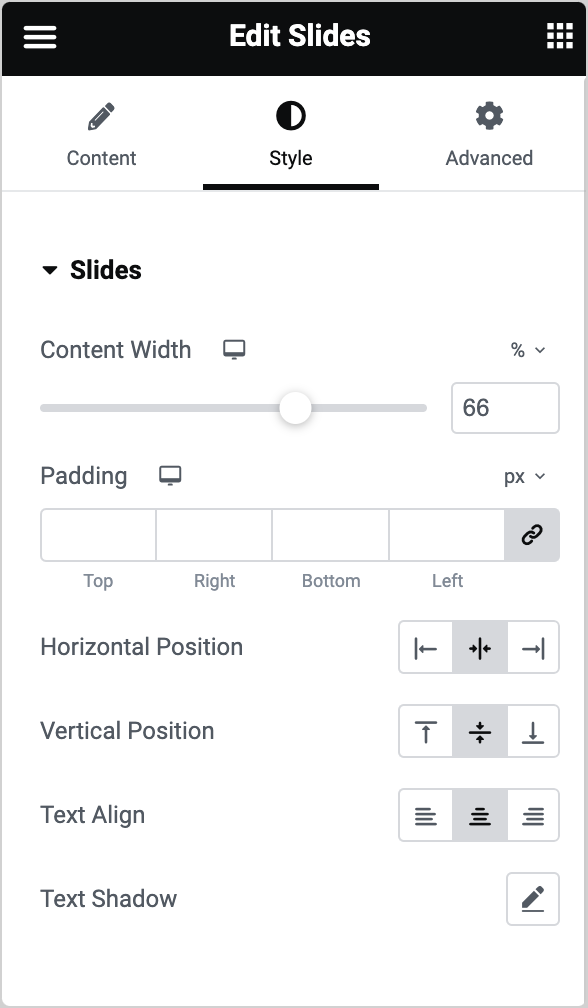 slides styling Slides widget 177