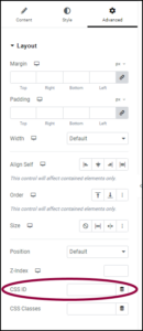 elementor css id