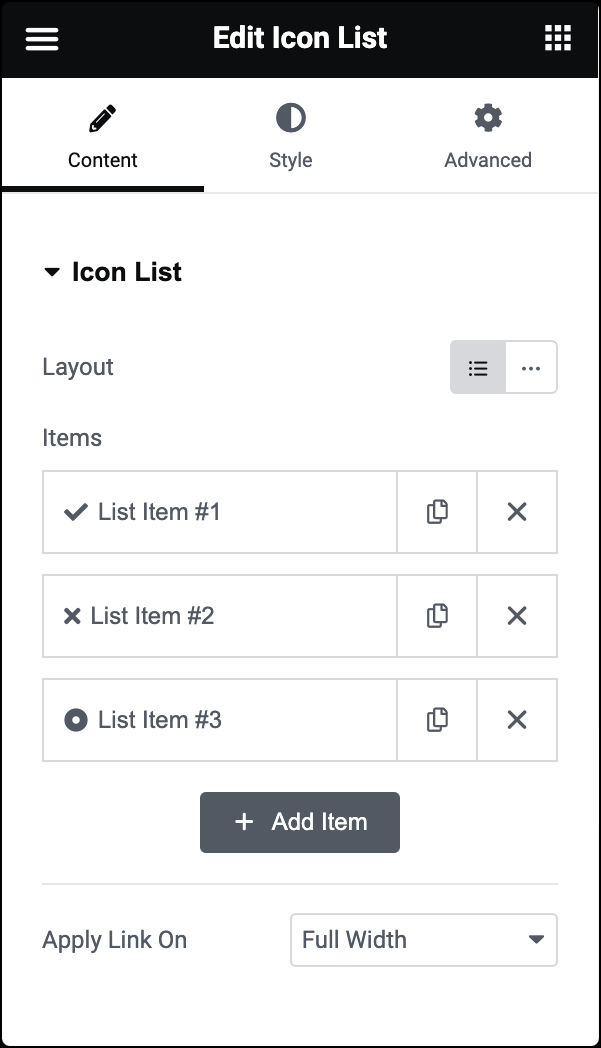 Icon List widget 9