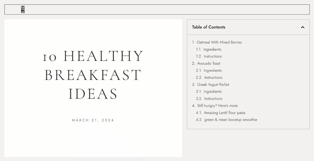 Table of Contents 21 Table of Contents widget 2
