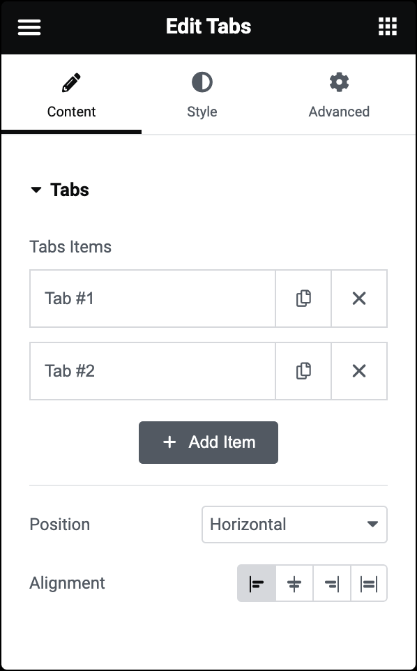 Tabs widget 7 Tabs widget 9