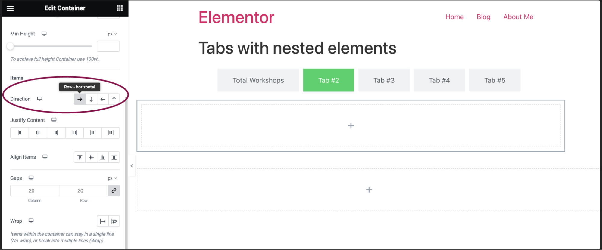 Tabs widget with nested containers 13