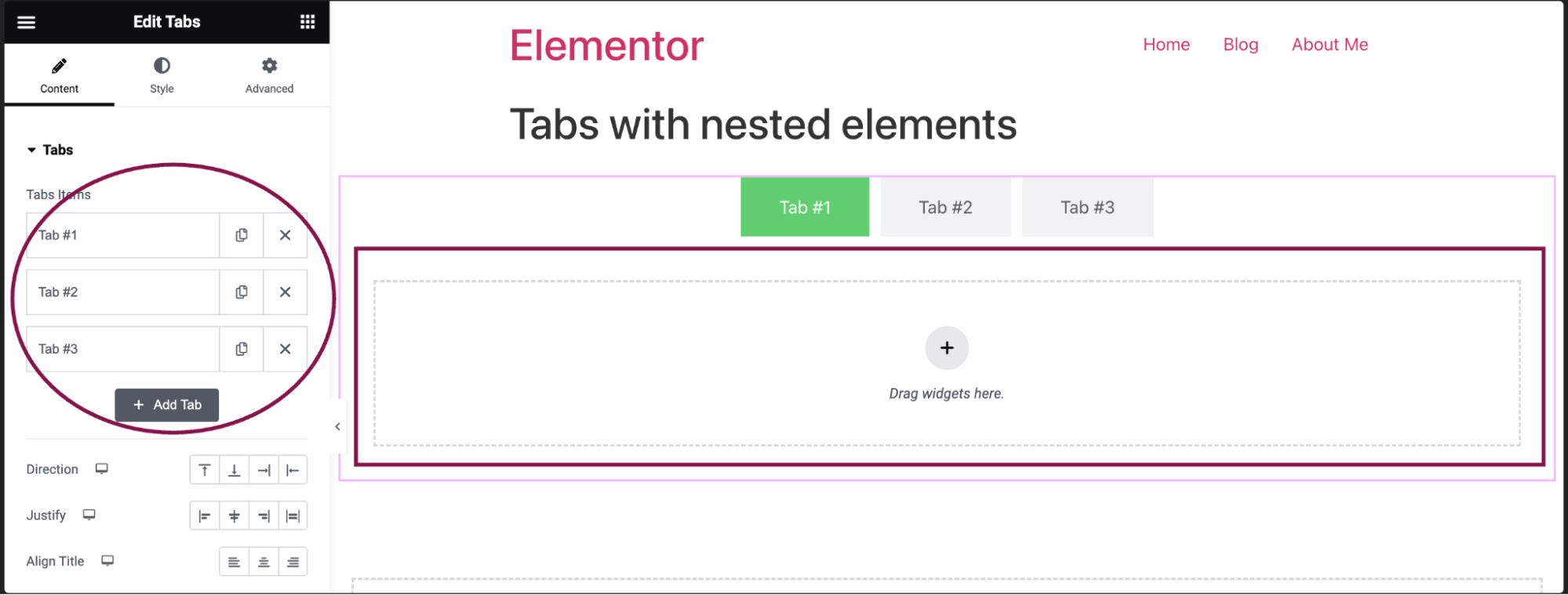 Tabs widget with nested containers 16