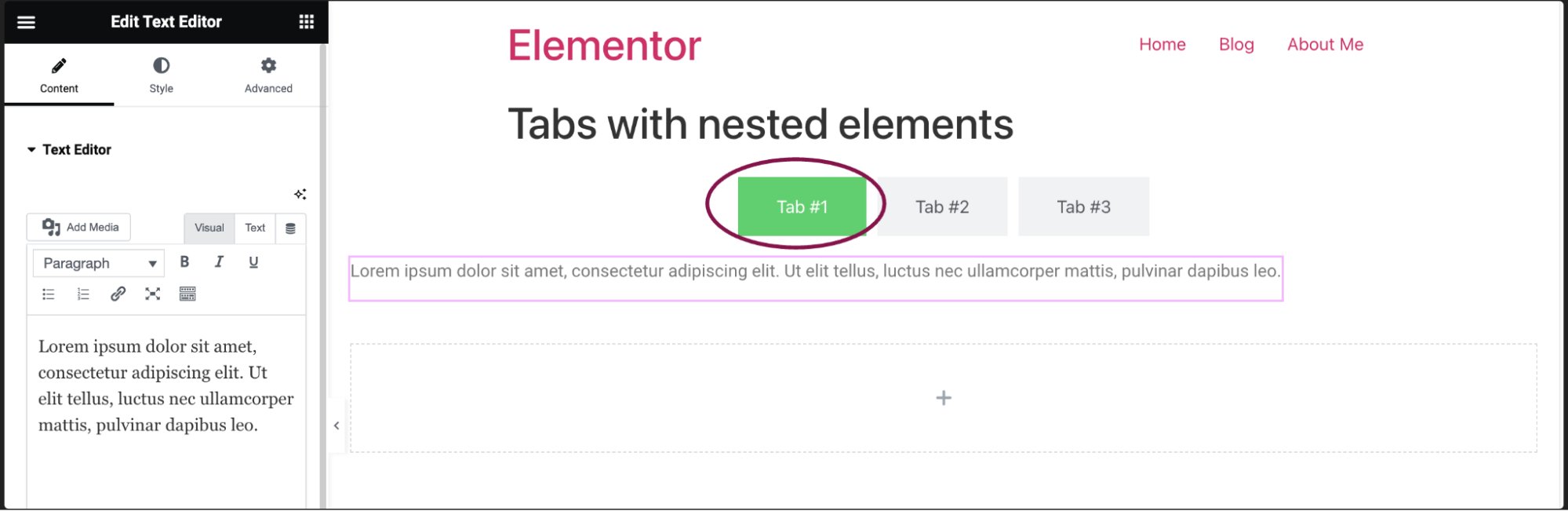 Tabs widget with nested containers 22
