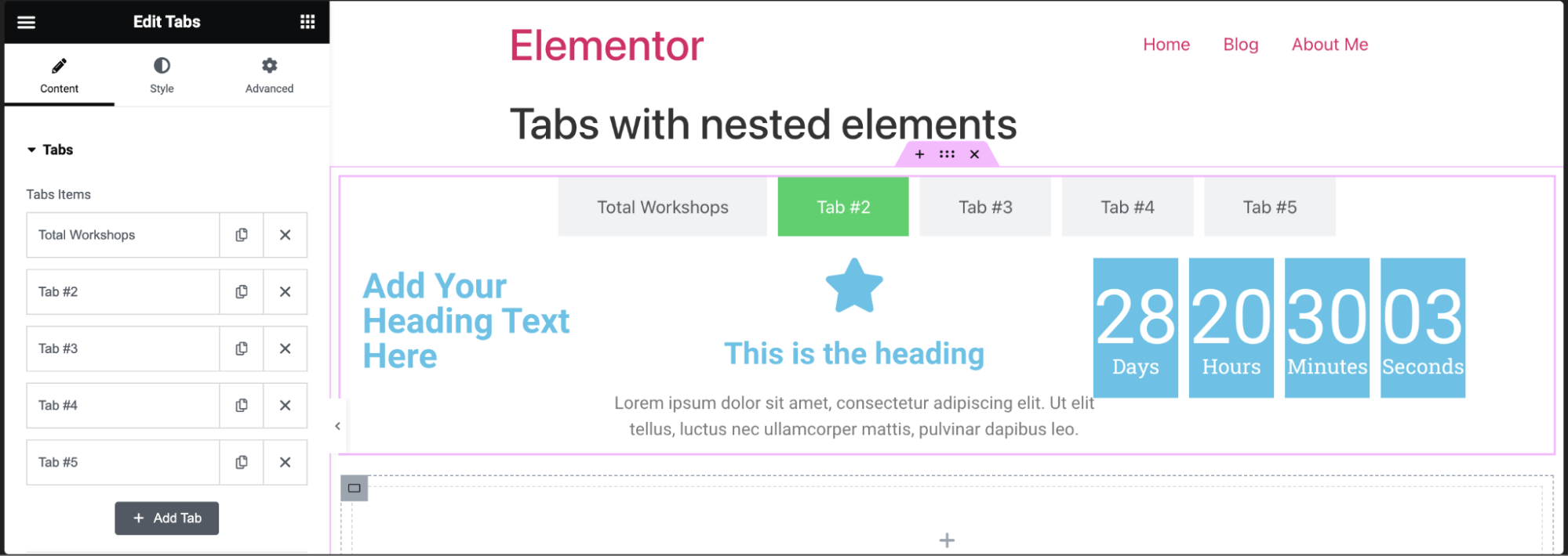 Tabs widget with nested containers 23