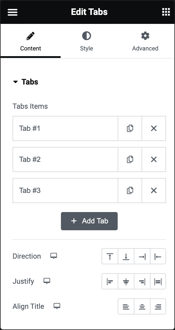 Tabs widget with nested containers 5