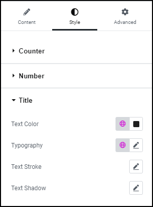 Style title tab Counter widget 123