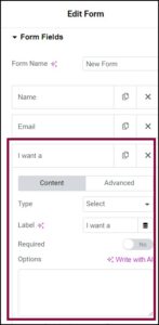 Add custom labels and values to a form's fields | Elementor