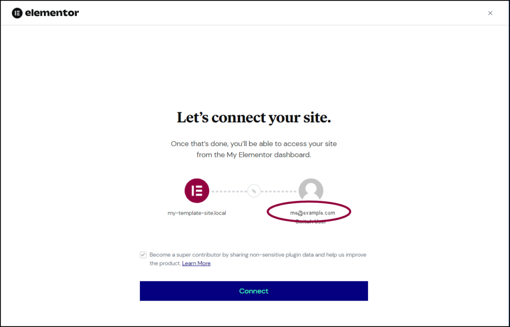 Connect to the Template Library Elementor