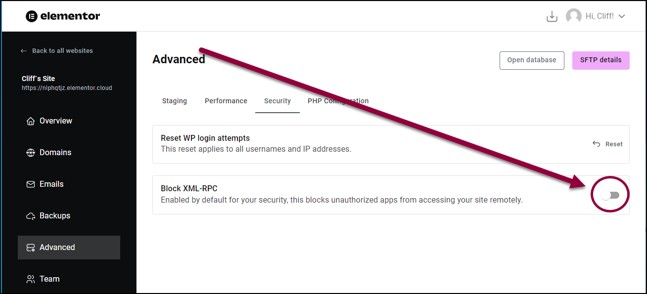 5 Toggle Enable/Disable XML-RCP 9