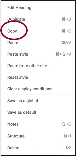 Copy display conditions Copy and clear display conditions 1