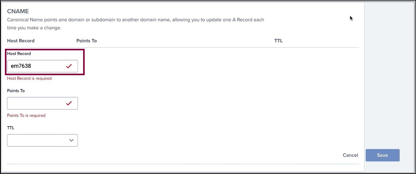 11 Cname host record 2 Connect a custom domain using Bluehost 33