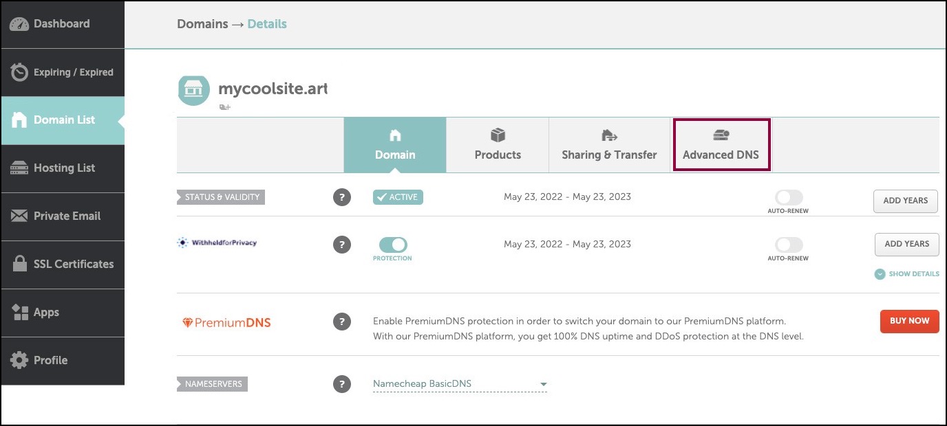 3 Advanced DNS 1 Connect a custom domain using NameCheap 23