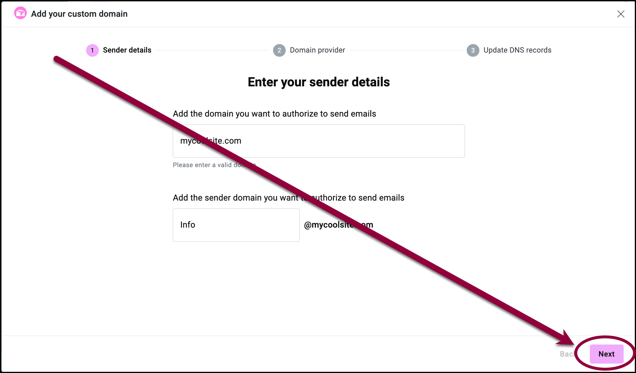 Click Connect a custom domain using NameCheap 13