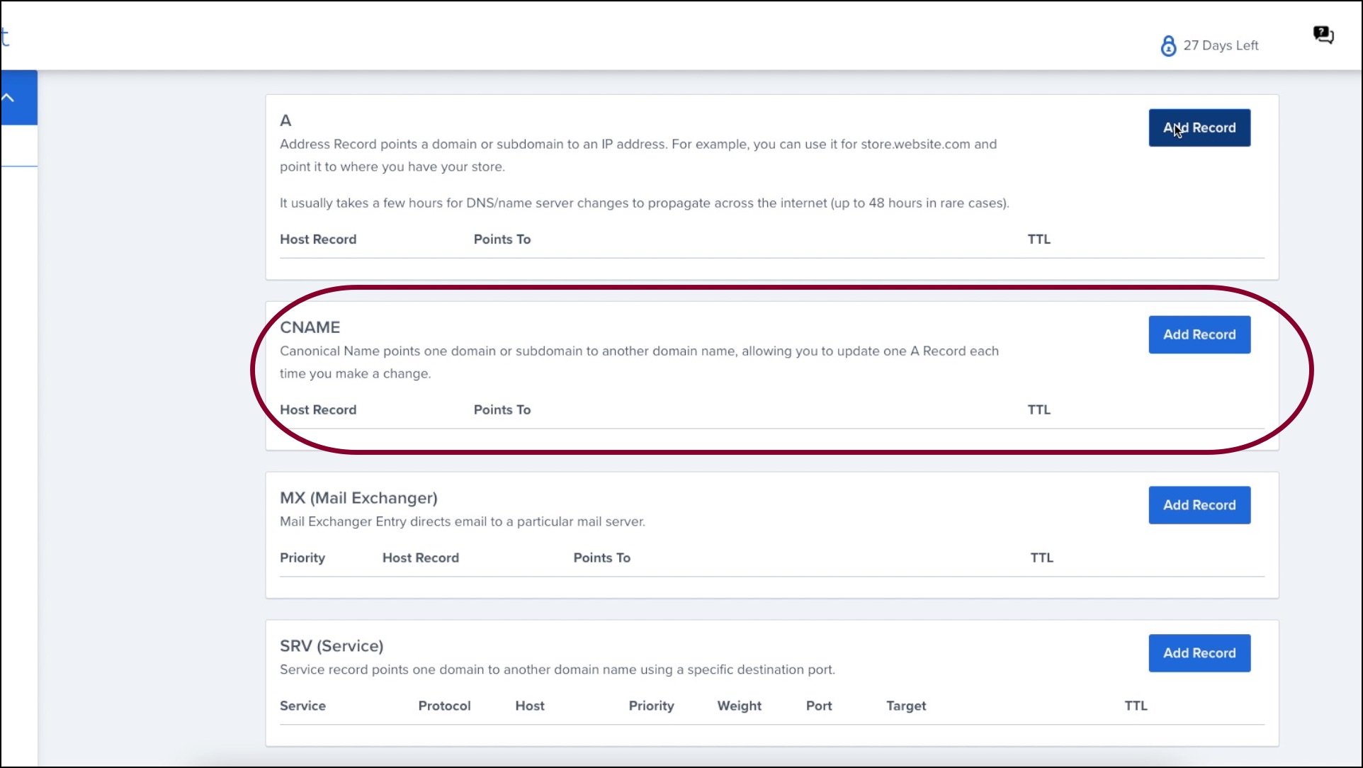 Scroll down to the CNAME section Connect a custom domain using Bluehost 25