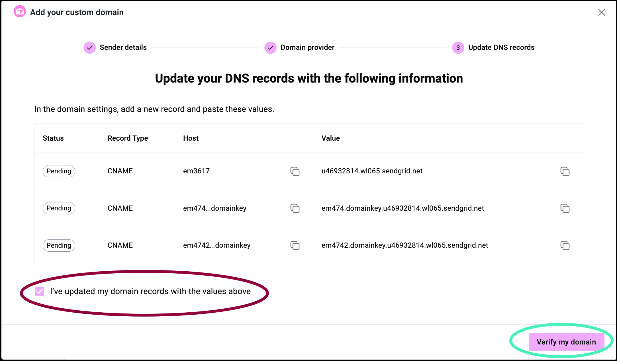 Verify my domain Add custom domain to Site Mailer 23