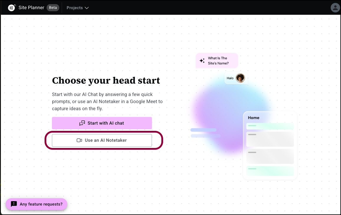Click AI Notetaker Build an entire website from scratch with Elementor AI's Site Planner 69