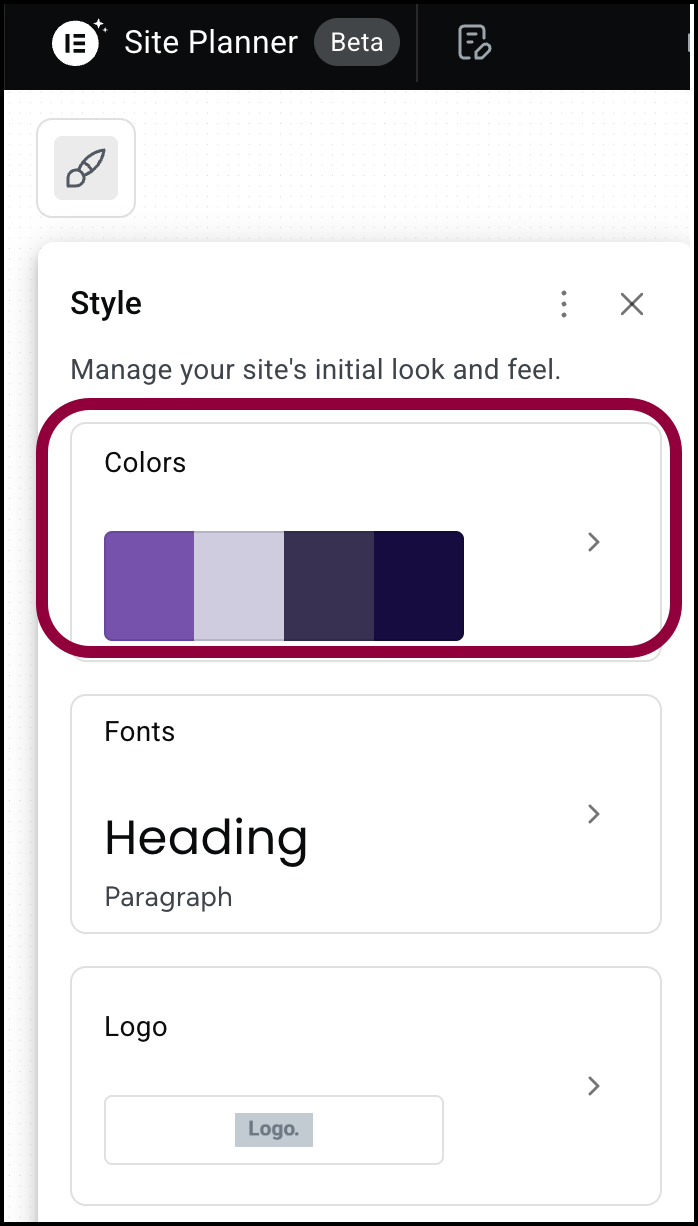 Click Colors Build an entire website from scratch with Elementor AI's Site Planner 67
