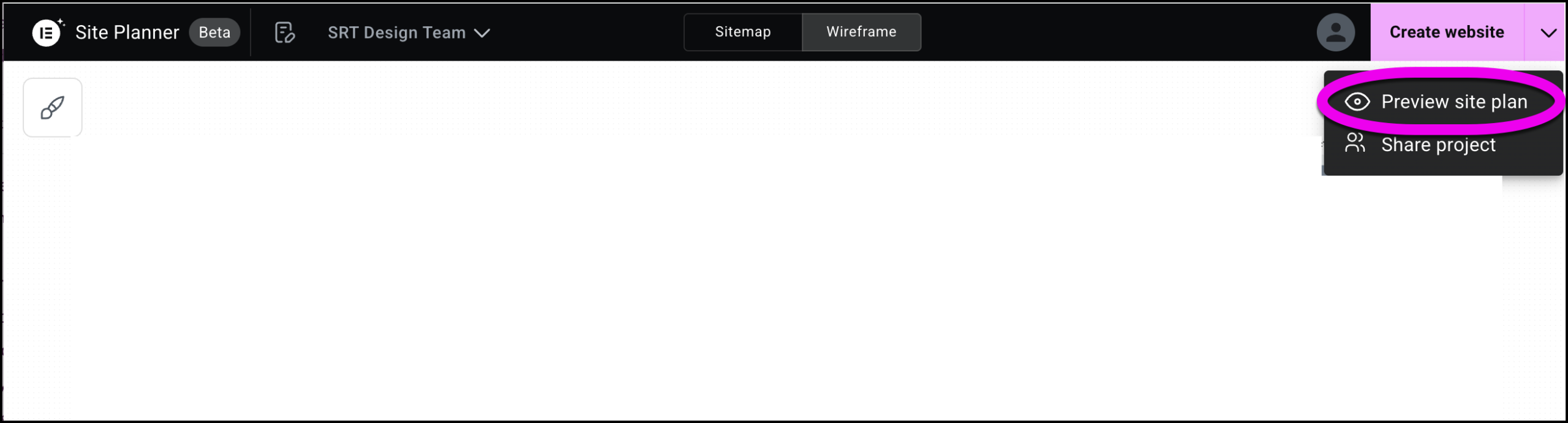 Preview site plan opens up the brief for the site.